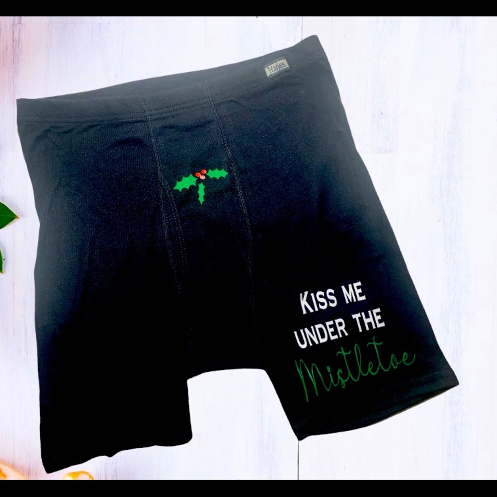 Kiss Me Under the Mistletoe Christmas Boxers for Men Stocking Stuffers and Gifts